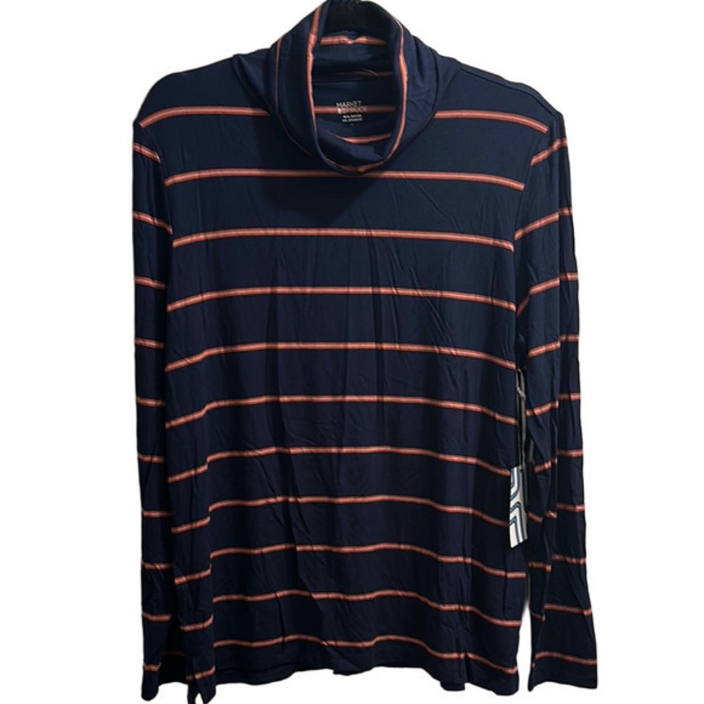 Market & Spruce Navy and Pink Striped Top
